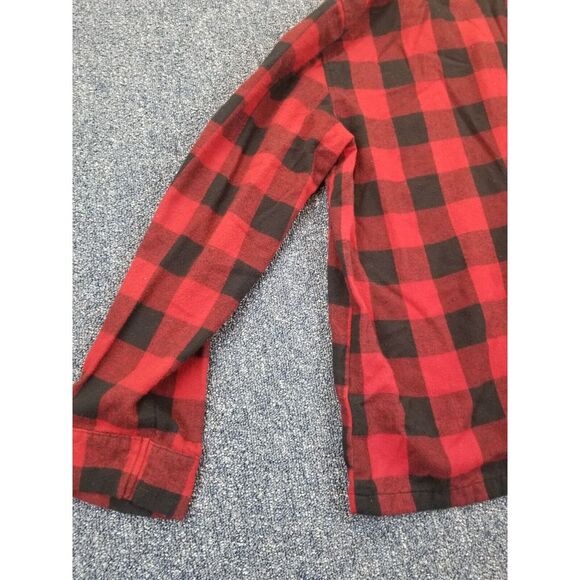 L.L. Bean Button Up Shirt Men's M Red Black Plaid Classic Flannel Dress Casual - Picture 9 of 13